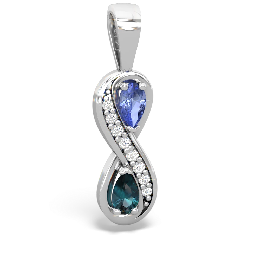 Tanzanite Diamond Infinity 14K White Gold pendant P5390