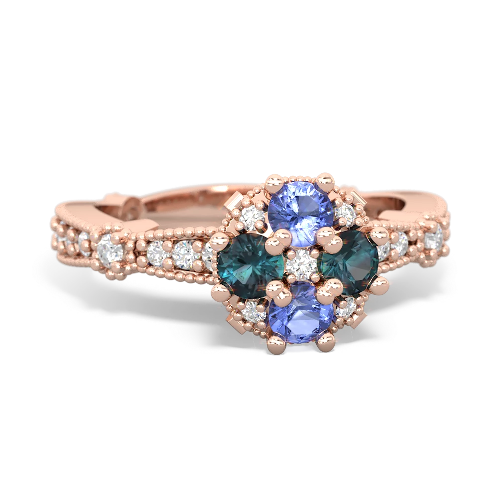 Tanzanite Sparkling Tiara Cluster 14K Rose Gold ring R26293RD