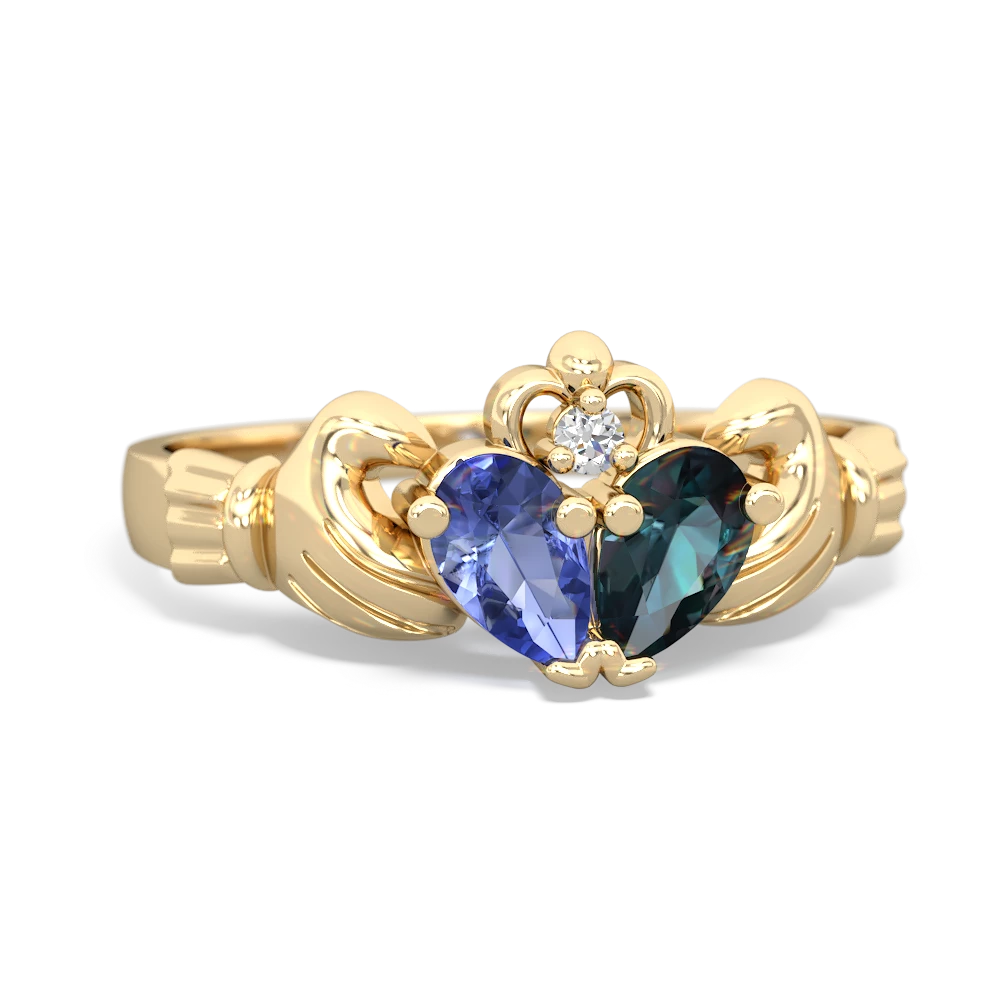 Tanzanite 'Our Heart' Claddagh 14K Yellow Gold ring R2388