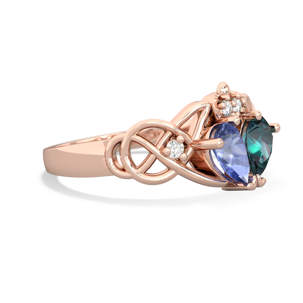 Tanzanite 'One Heart' Celtic Knot Claddagh 14K Rose Gold ring R5322