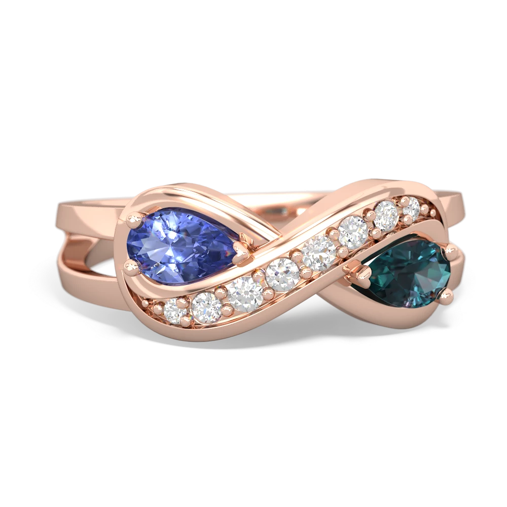 Tanzanite Diamond Infinity 14K Rose Gold ring R5390