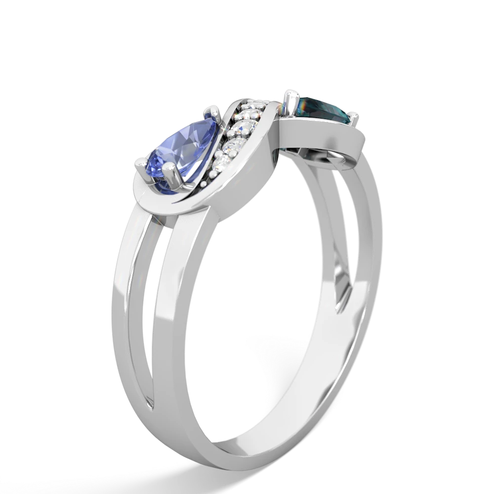 Tanzanite Diamond Infinity 14K White Gold ring R5390