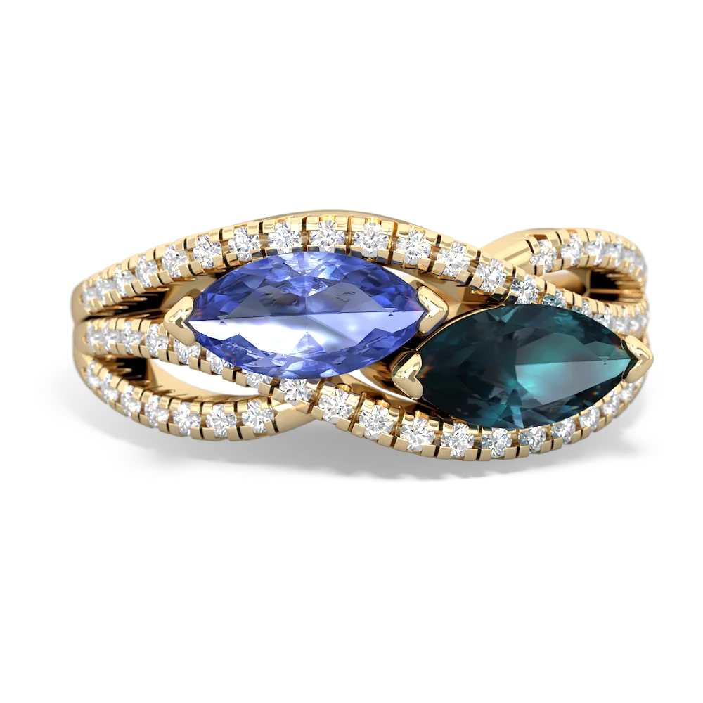 Tanzanite Diamond Rivers 14K Yellow Gold ring R3070