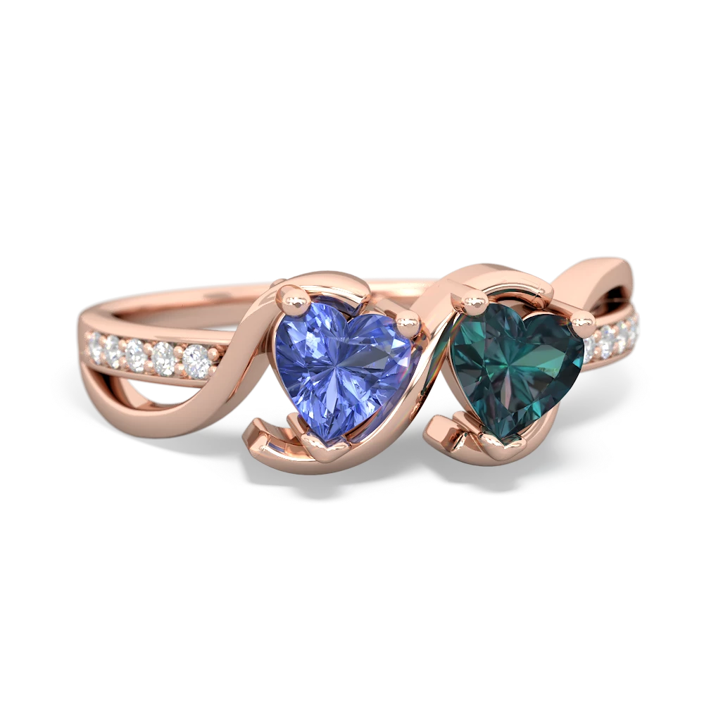 Tanzanite Side By Side 14K Rose Gold ring R3090