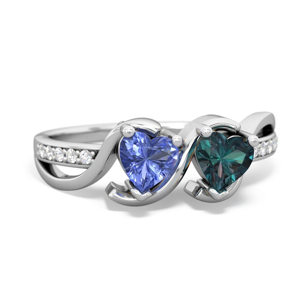 Tanzanite Side By Side 14K White Gold ring R3090