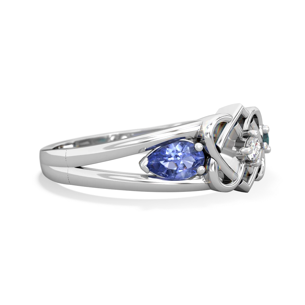 Tanzanite Hearts Intertwined 14K White Gold ring R5880