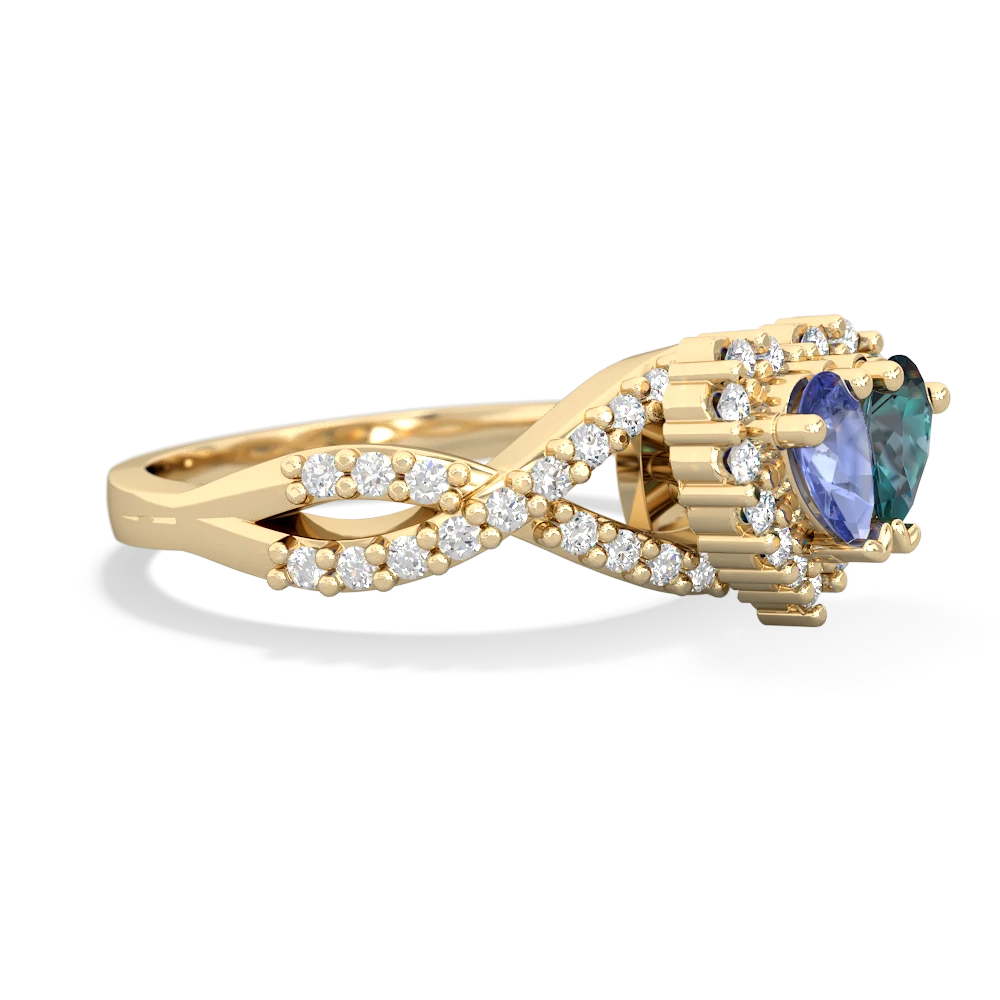 Tanzanite Diamond Twist 'One Heart' 14K Yellow Gold ring R2640HRT