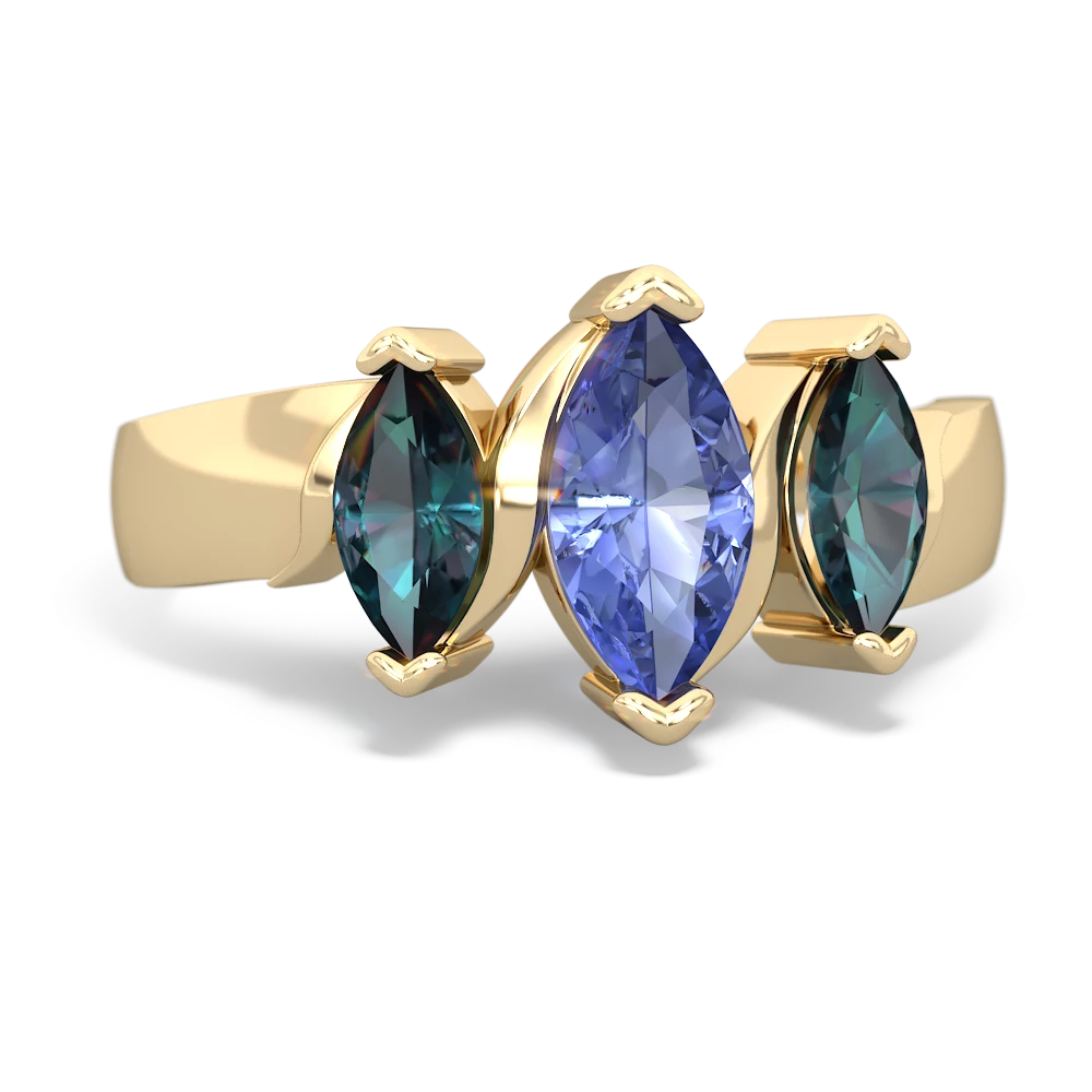 Tanzanite Three Peeks 14K Yellow Gold ring R2433