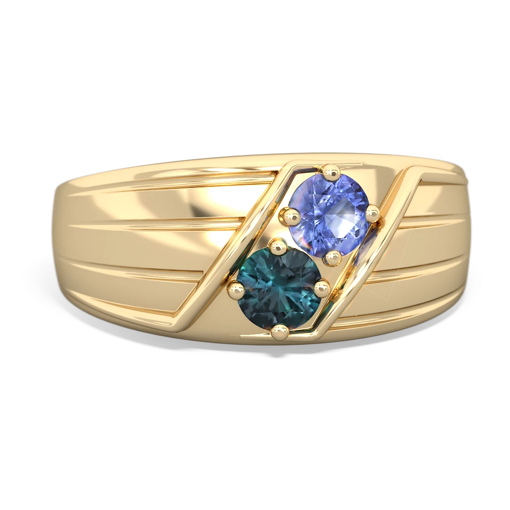 Tanzanite Men's Streamline 14K Yellow Gold ring R0460