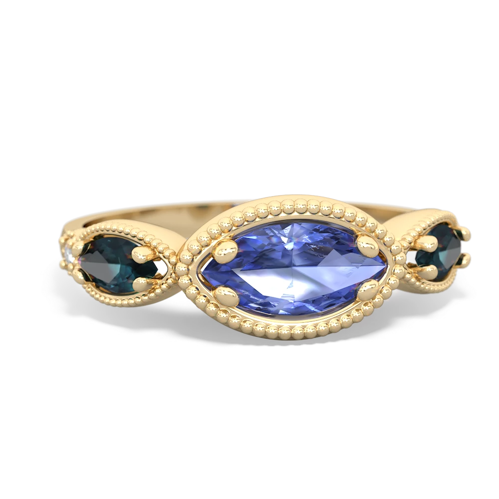 Tanzanite Milgrain Marquise 14K Yellow Gold ring R5700