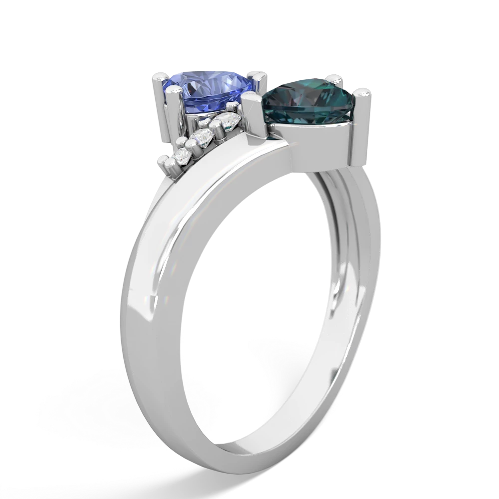 Tanzanite Heart To Heart 14K White Gold ring R2064