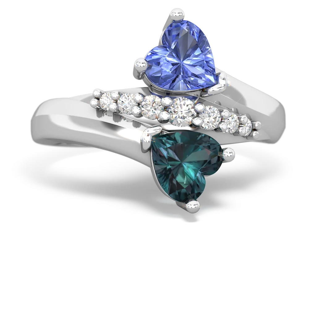 Tanzanite Heart To Heart 14K White Gold ring R2064