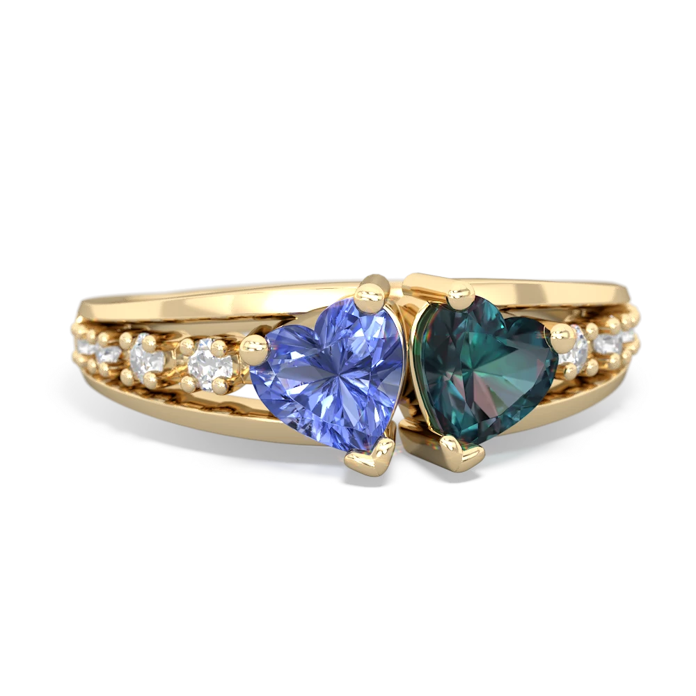 Tanzanite Heart To Heart 14K Yellow Gold ring R3342