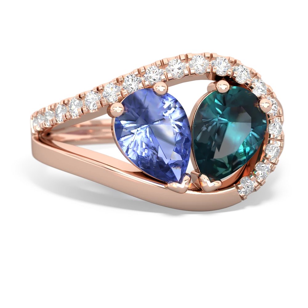 Tanzanite Nestled Heart Keepsake 14K Rose Gold ring R5650