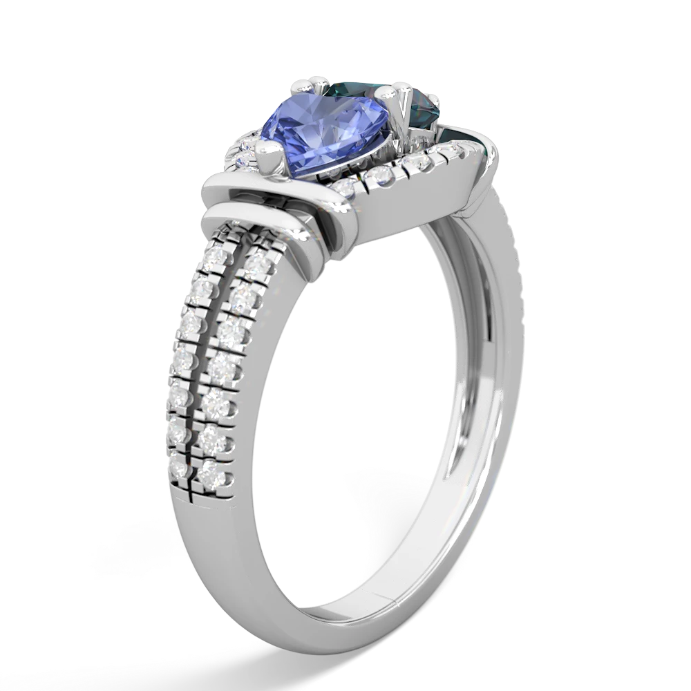 Tanzanite Art-Deco Keepsake 14K White Gold ring R5630