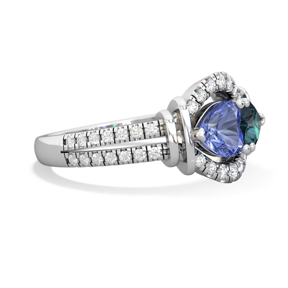 Tanzanite Art-Deco Keepsake 14K White Gold ring R5630