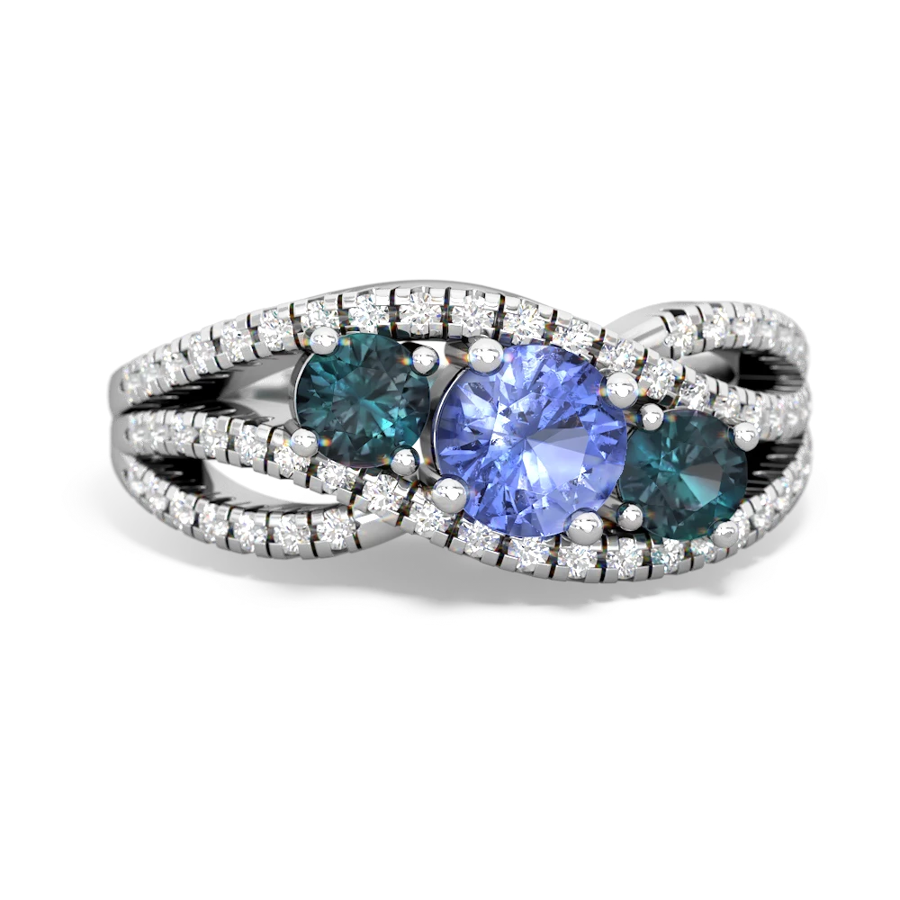 Tanzanite Three Stone Aurora 14K White Gold ring R3080