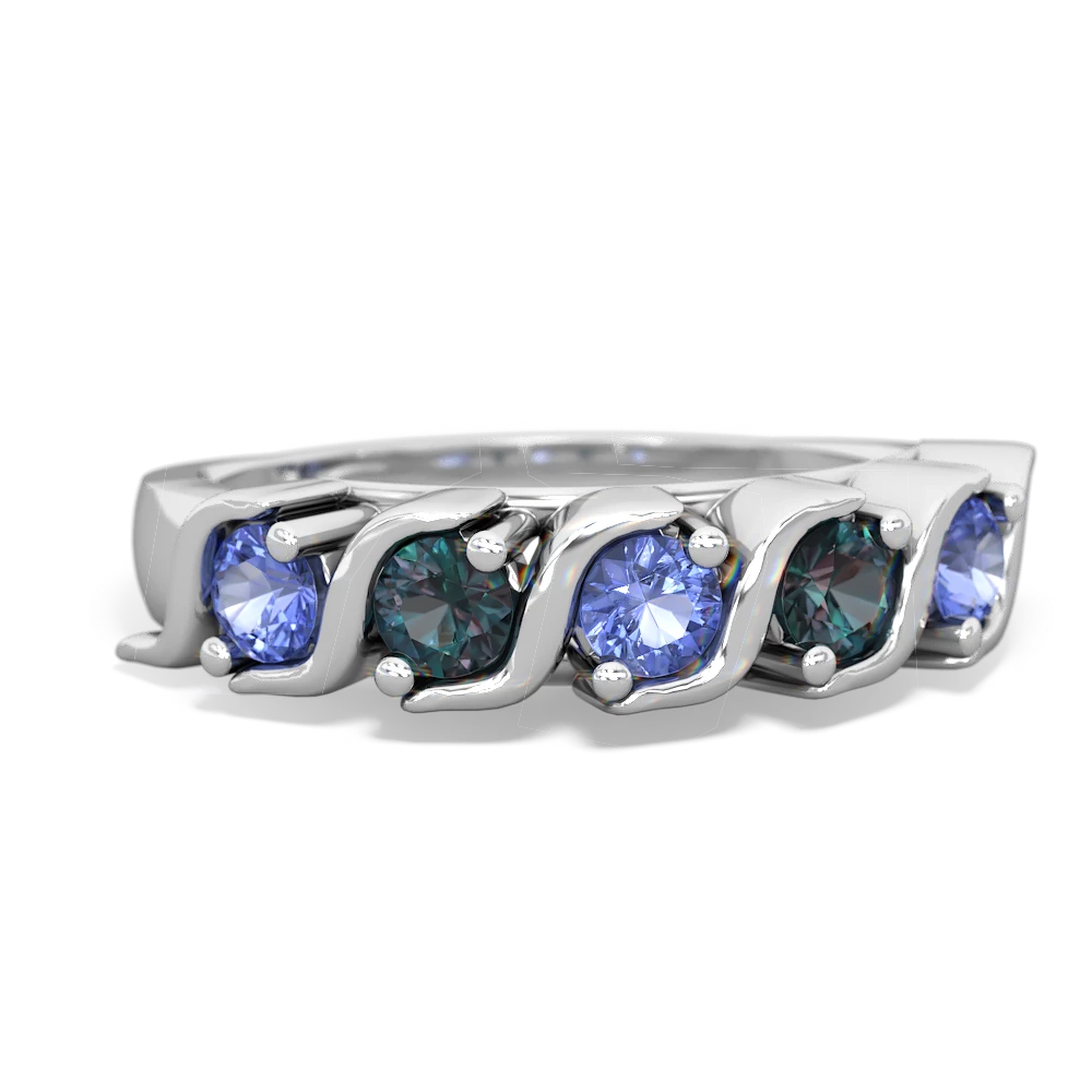 Tanzanite Anniversary Band 14K White Gold ring R2089