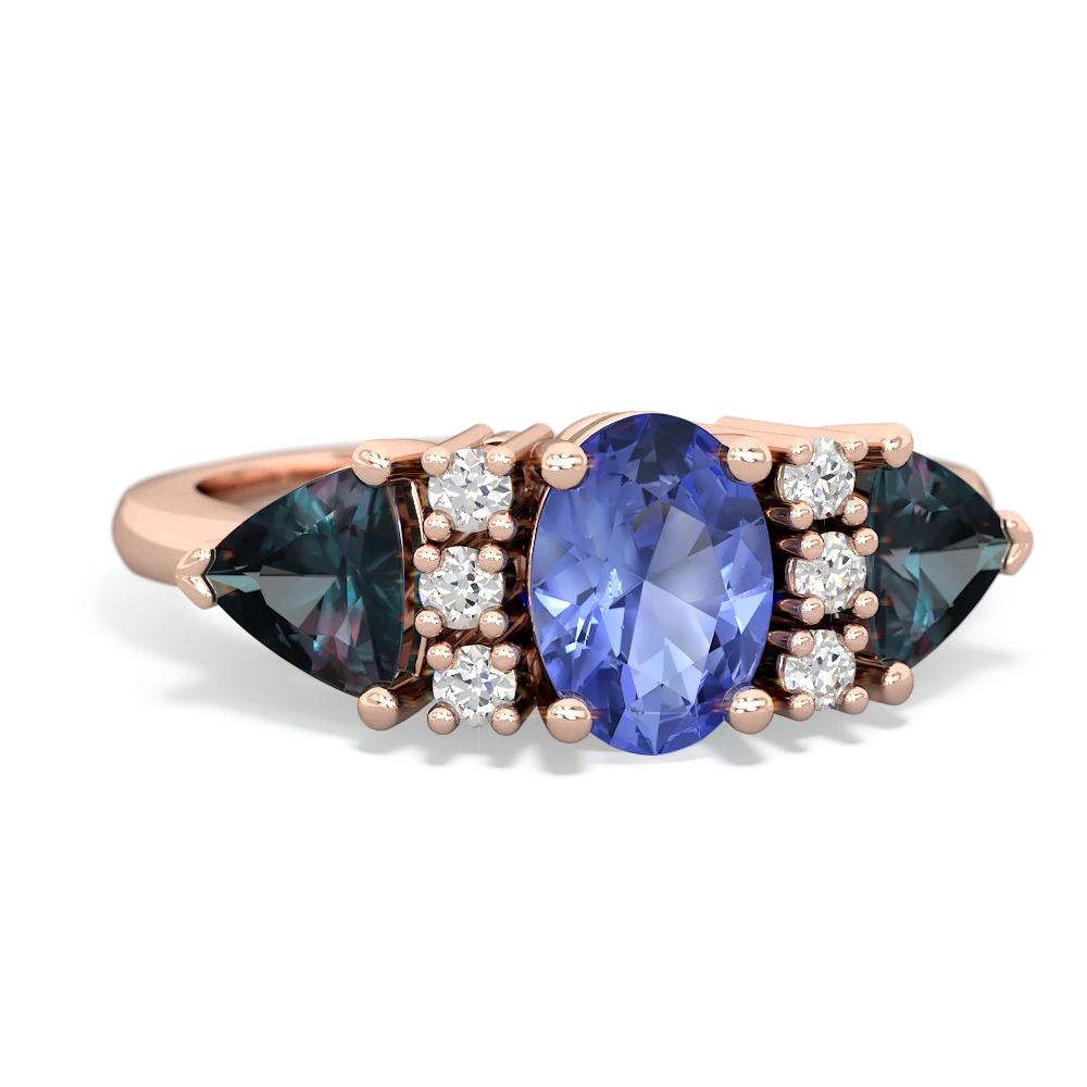 Tanzanite Antique Style Three Stone 14K Rose Gold ring R2186