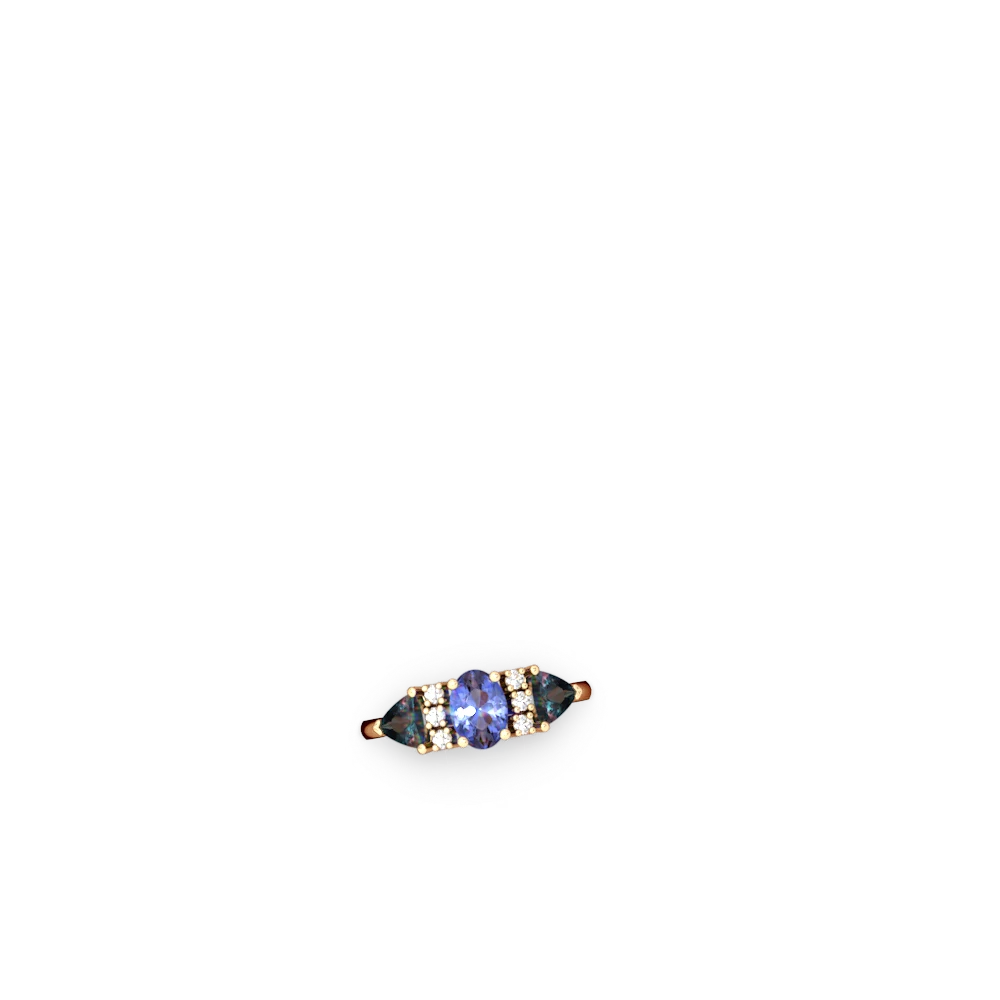 Tanzanite Antique Style Three Stone 14K Yellow Gold ring R2186