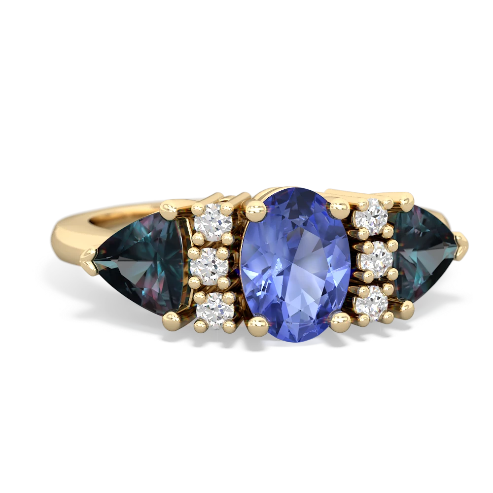 Tanzanite Antique Style Three Stone 14K Yellow Gold ring R2186