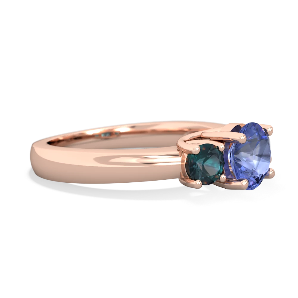 Tanzanite Three Stone Round Trellis 14K Rose Gold ring R4018