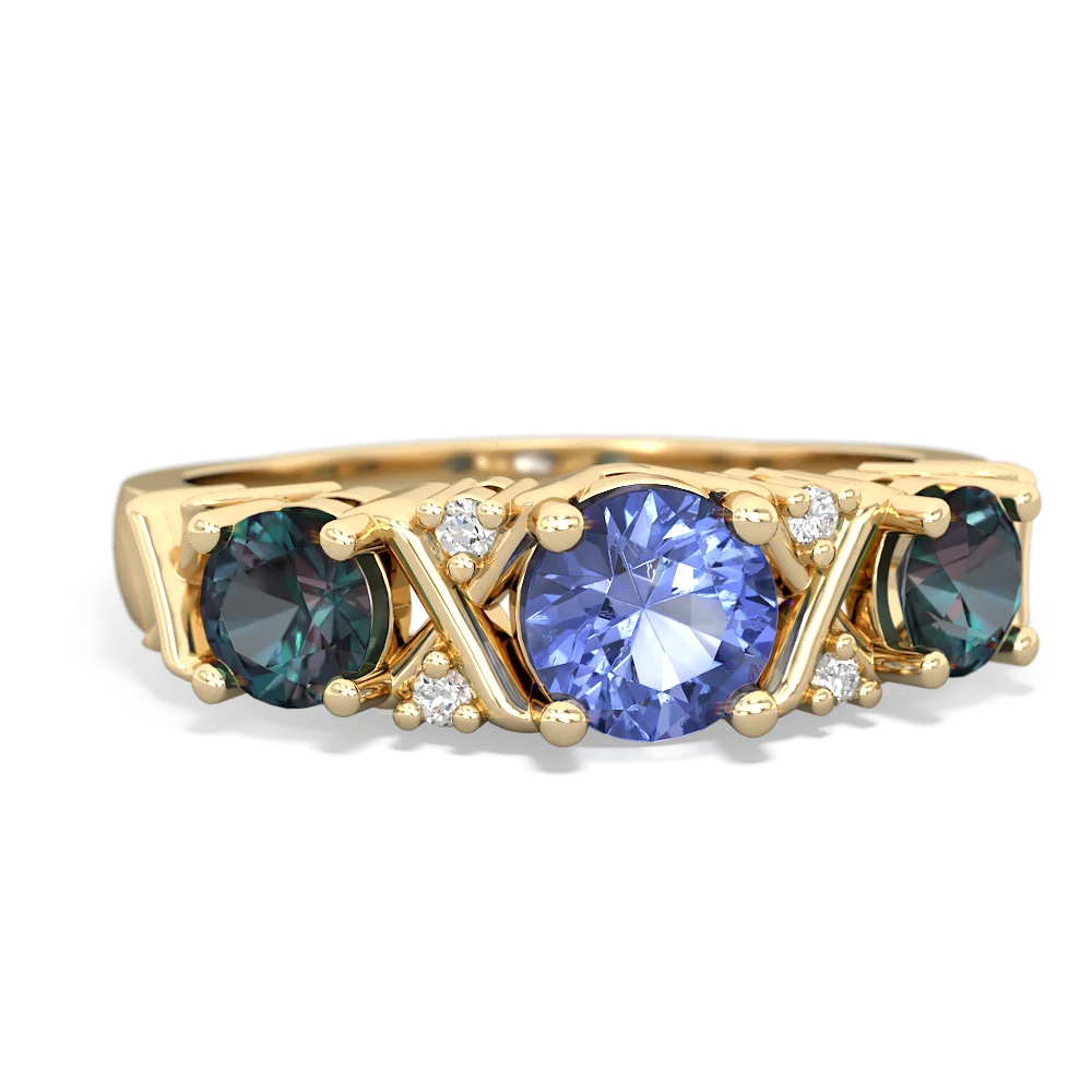 Tanzanite Hugs And Kisses 14K Yellow Gold ring R5016