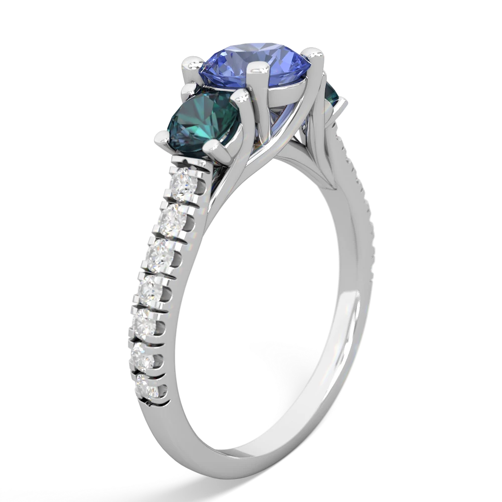 Tanzanite Pave Trellis 14K White Gold ring R5500