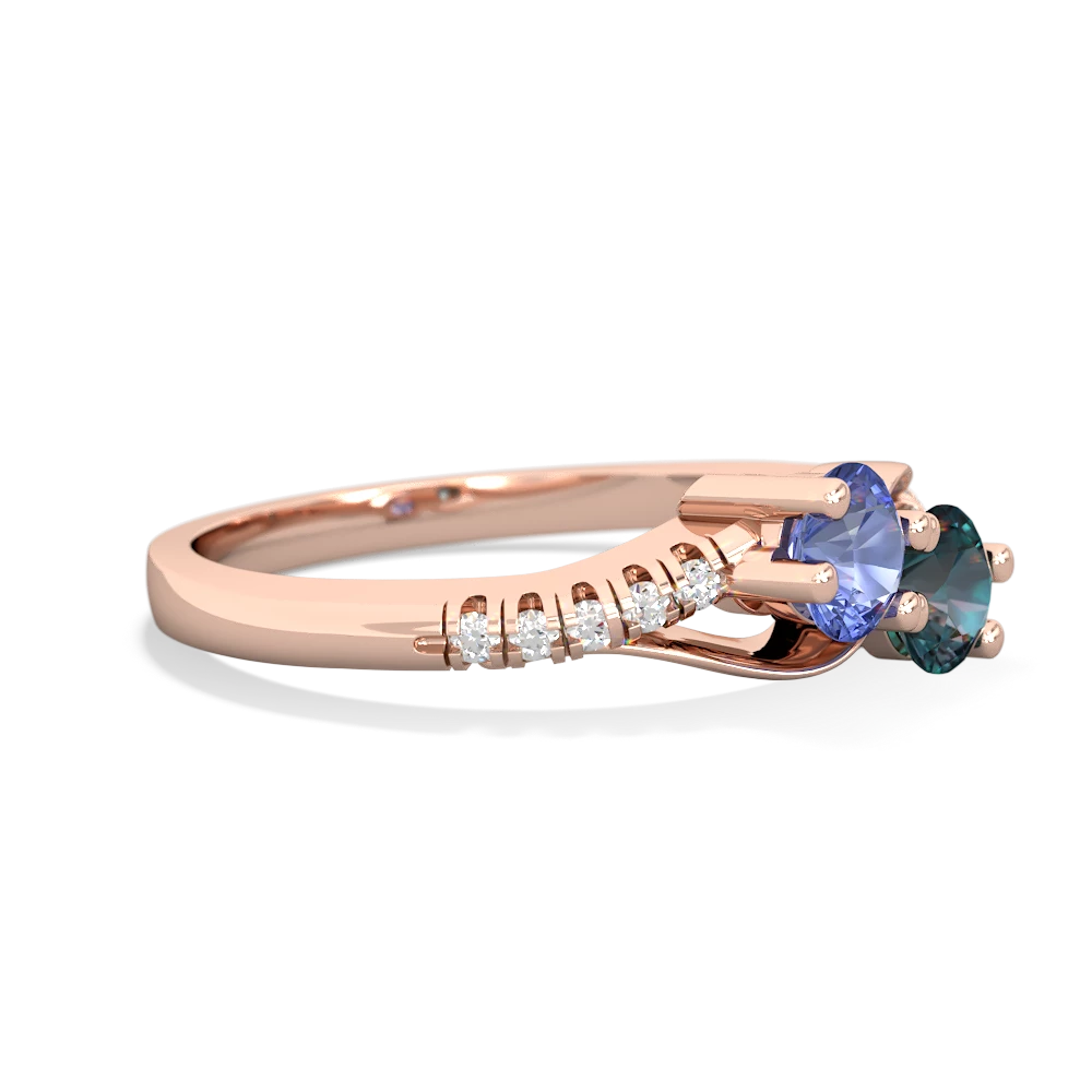 Tanzanite Infinity Pave Two Stone 14K Rose Gold ring R5285