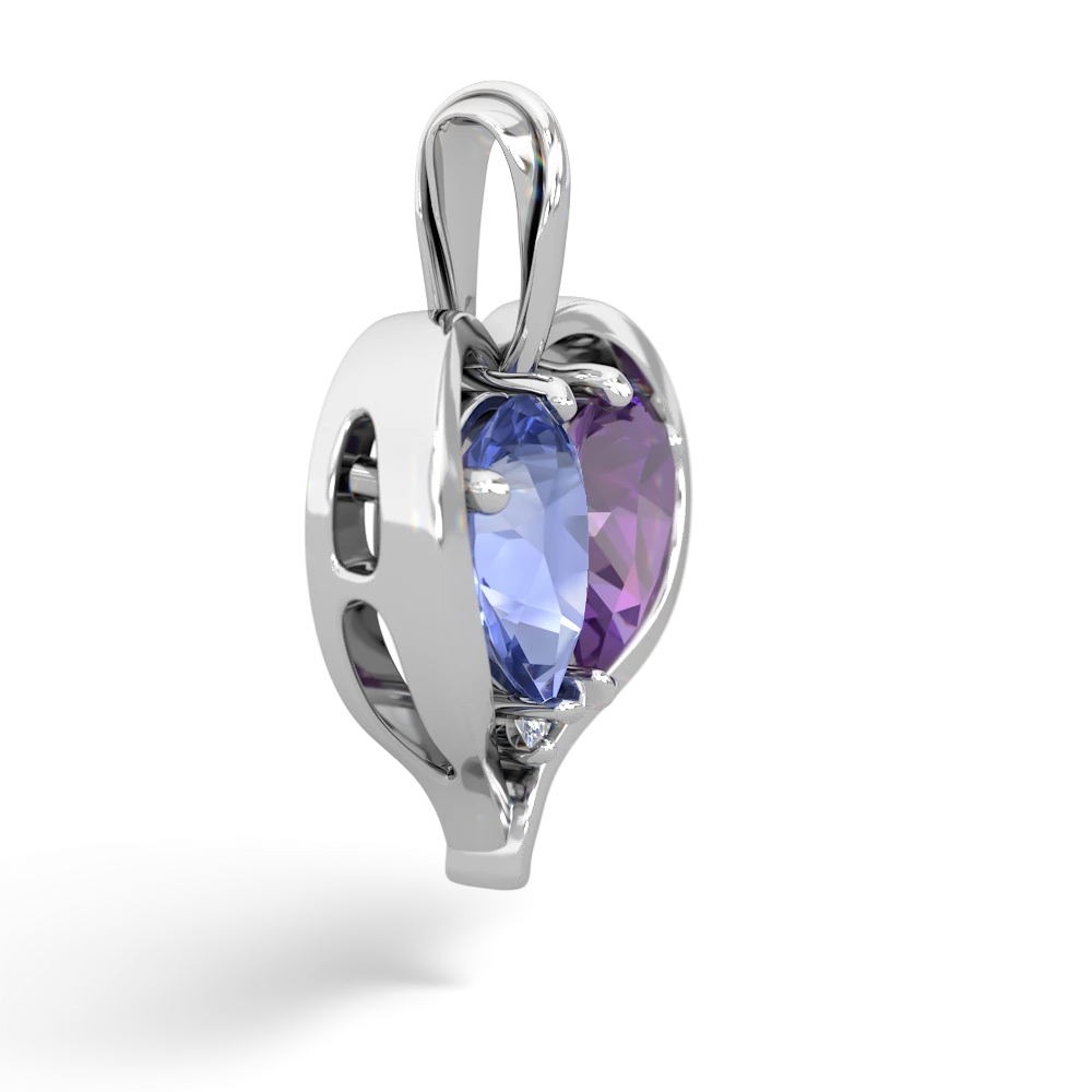 Tanzanite Two Become One 14K White Gold pendant P5330