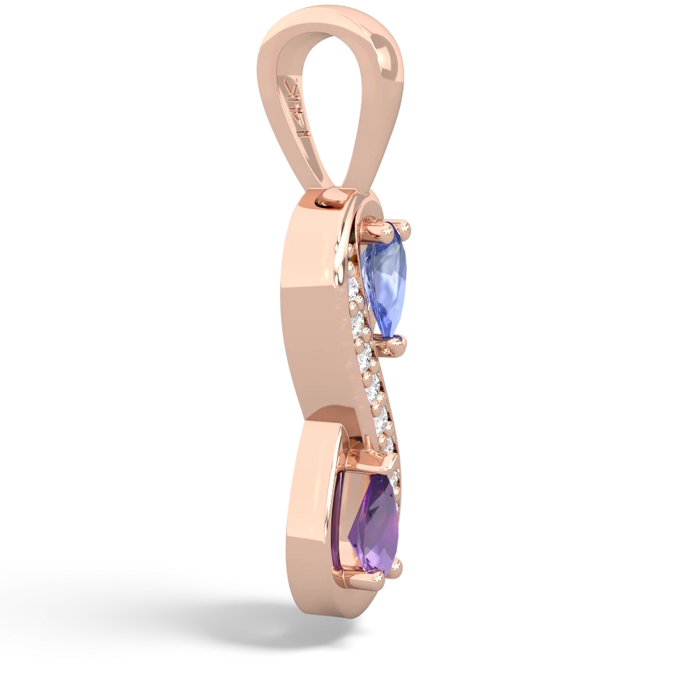 Tanzanite Diamond Infinity 14K Rose Gold pendant P5390