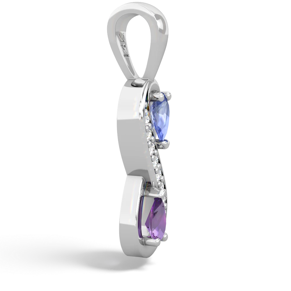 Tanzanite Diamond Infinity 14K White Gold pendant P5390