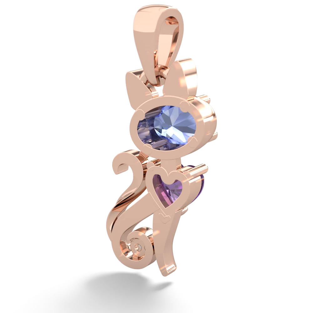 Tanzanite Kitten 14K Rose Gold pendant P5780