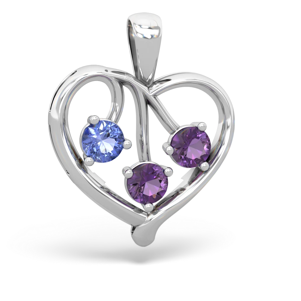 Tanzanite Glowing Heart 14K White Gold pendant P2233