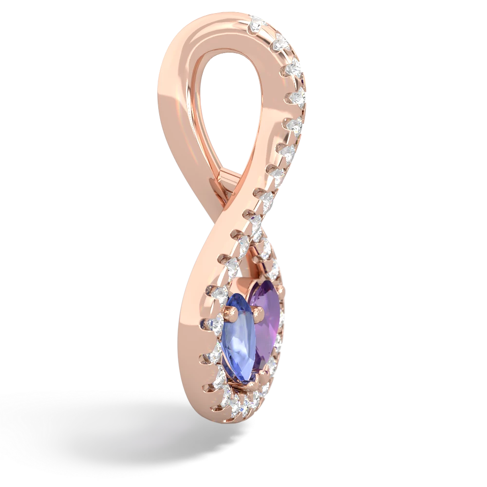 Tanzanite Pave Twist 'One Heart' 14K Rose Gold pendant P5360