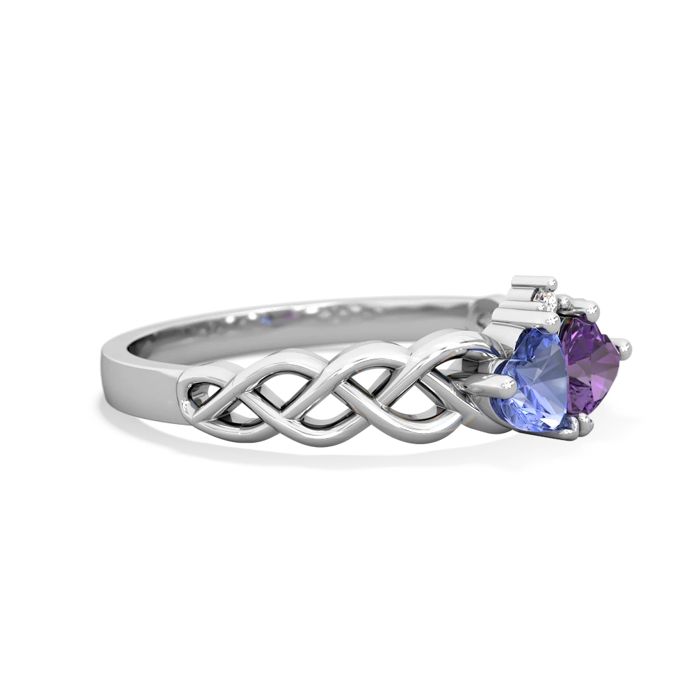 Tanzanite Heart To Heart Braid 14K White Gold ring R5870