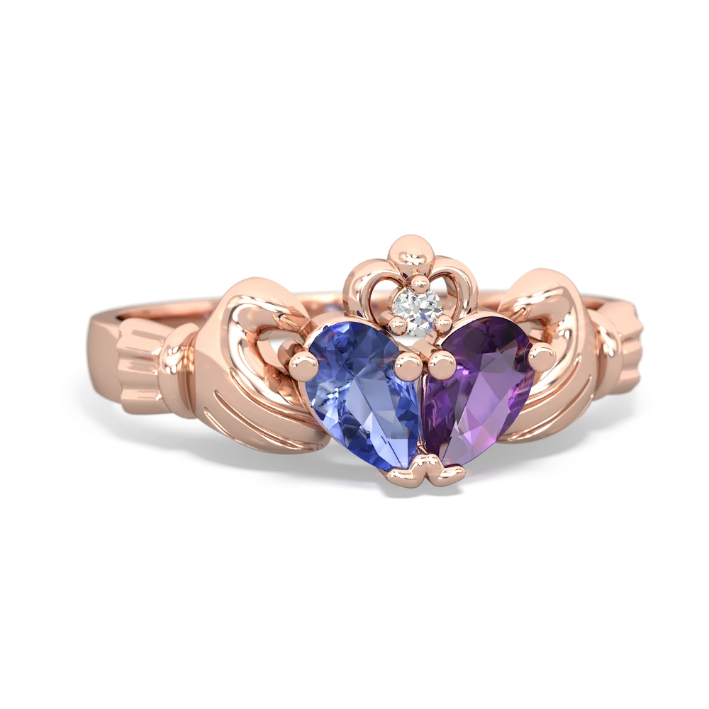 Tanzanite 'Our Heart' Claddagh 14K Rose Gold ring R2388