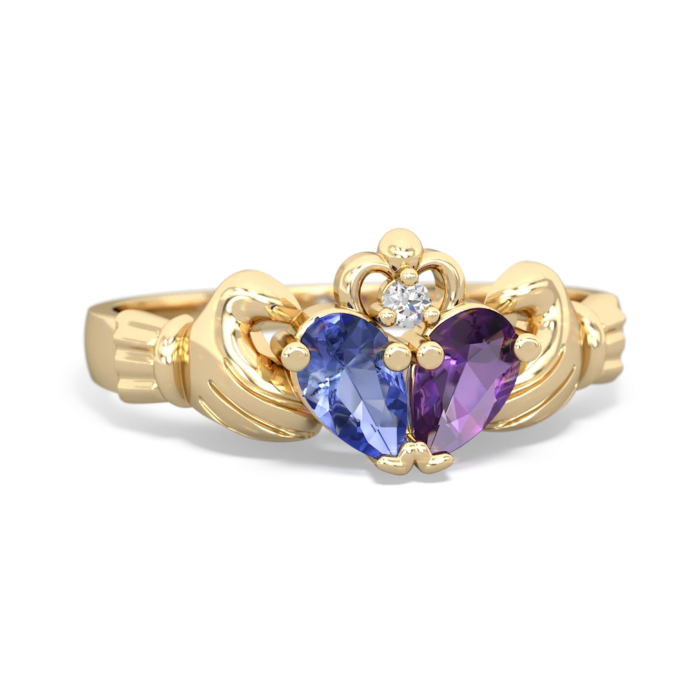 Tanzanite 'Our Heart' Claddagh 14K Yellow Gold ring R2388