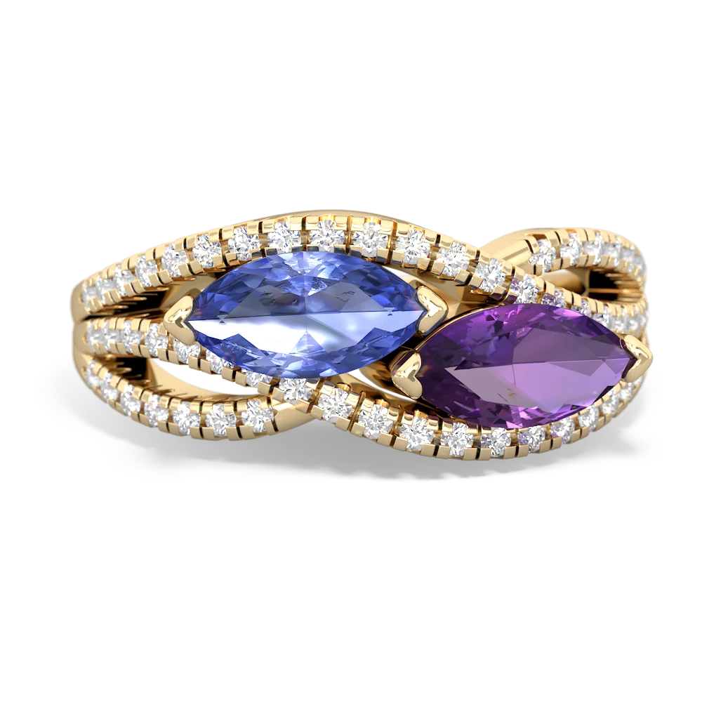 Tanzanite Diamond Rivers 14K Yellow Gold ring R3070