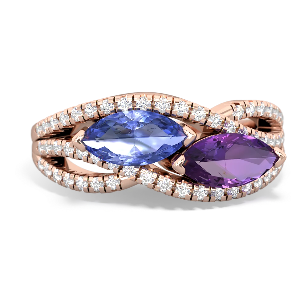 Tanzanite Diamond Rivers 14K Rose Gold ring R3070