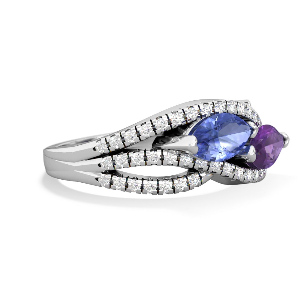 Tanzanite Diamond Rivers 14K White Gold ring R3070