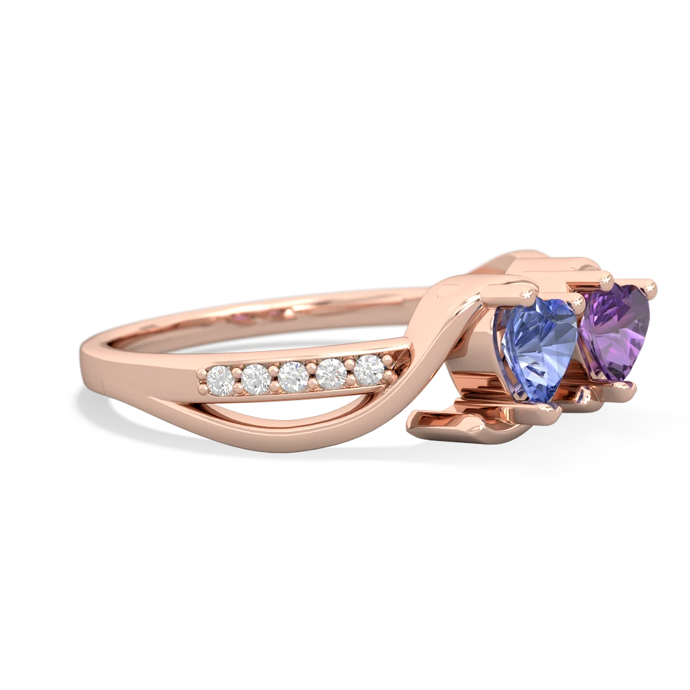 Tanzanite Side By Side 14K Rose Gold ring R3090