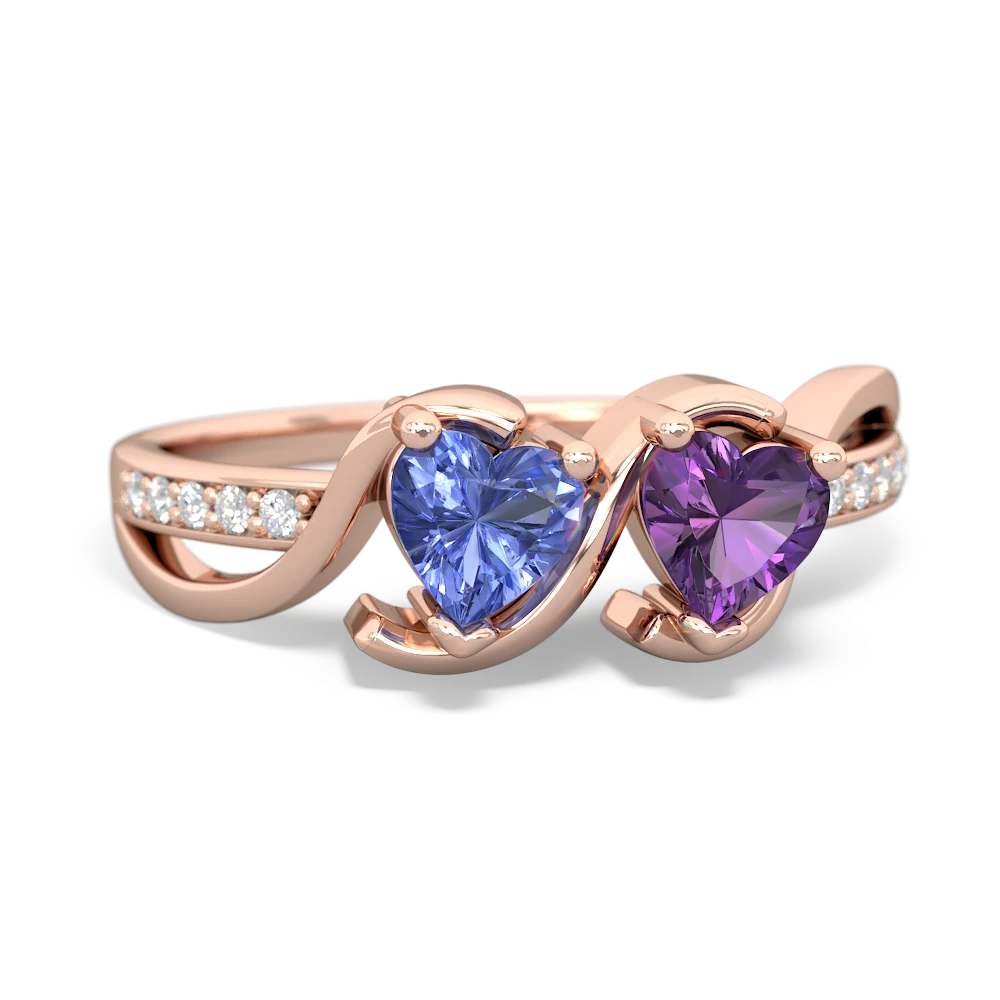 Tanzanite Side By Side 14K Rose Gold ring R3090