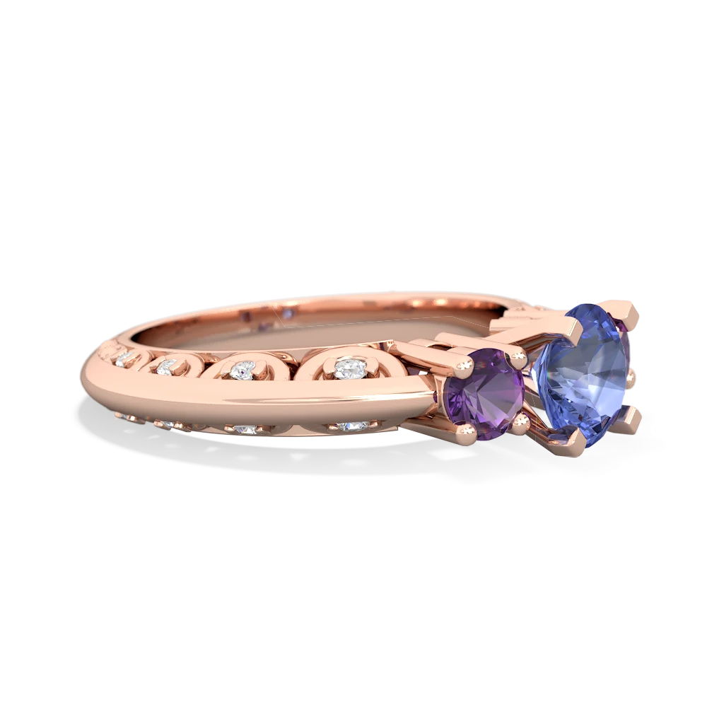 Tanzanite Art Deco Eternal Embrace Engagement 14K Rose Gold ring C2003