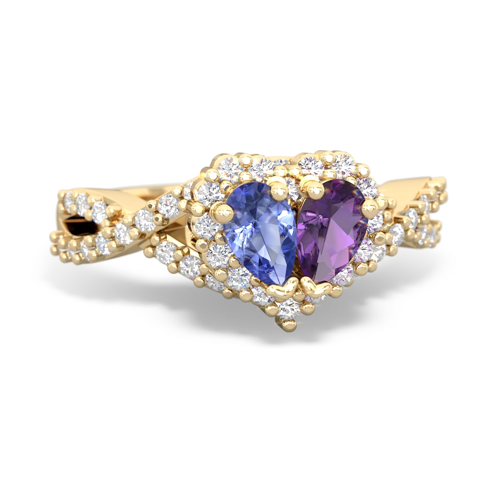 Tanzanite Diamond Twist 'One Heart' 14K Yellow Gold ring R2640HRT