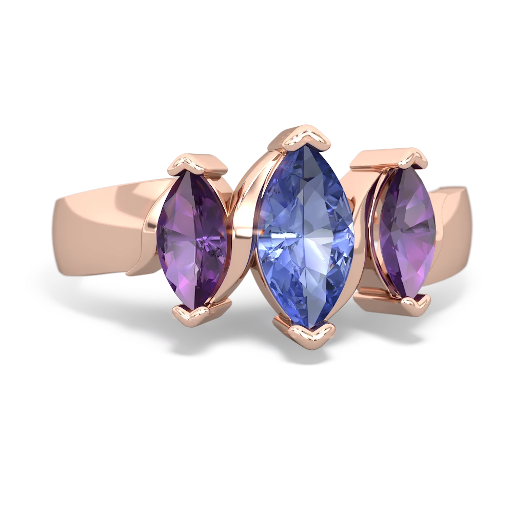 Tanzanite Three Peeks 14K Rose Gold ring R2433