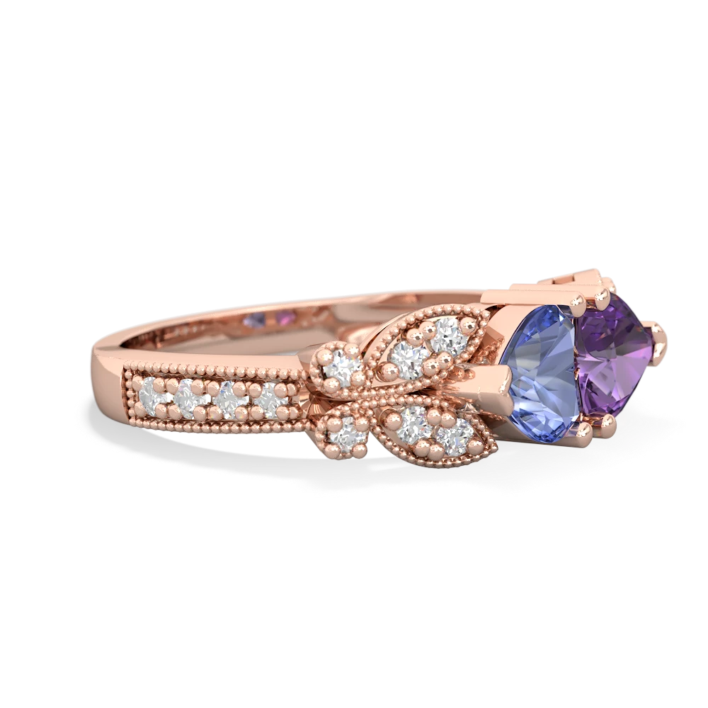 Tanzanite Diamond Butterflies 14K Rose Gold ring R5601