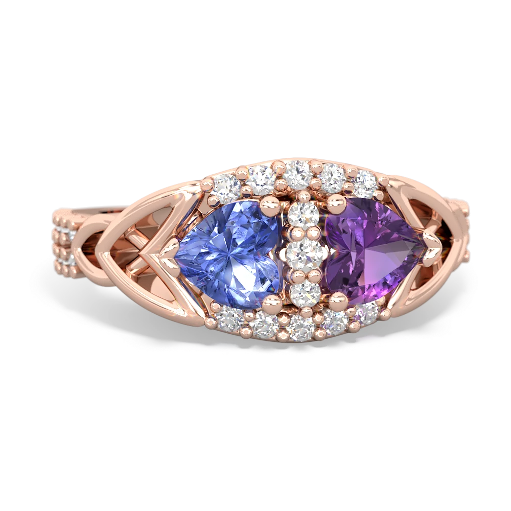 Tanzanite Sparkling Celtic Knot 14K Rose Gold ring R2645