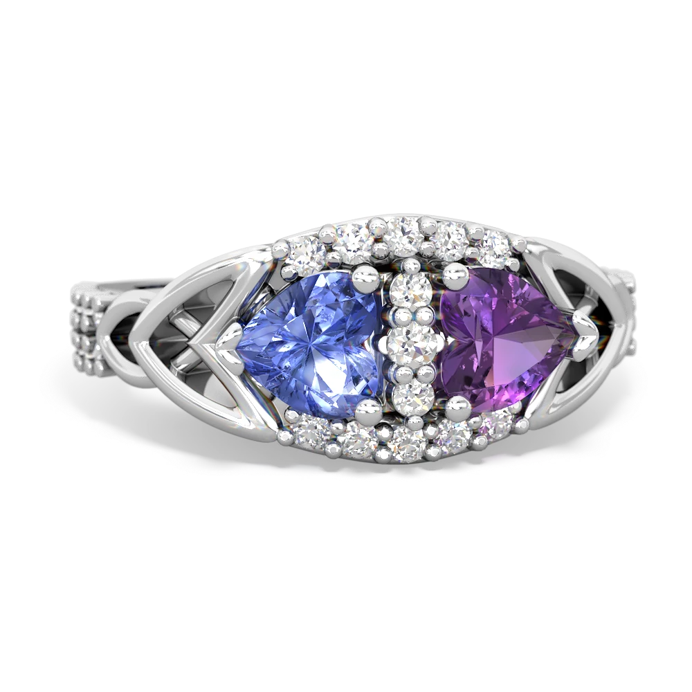 Tanzanite Sparkling Celtic Knot 14K White Gold ring R2645