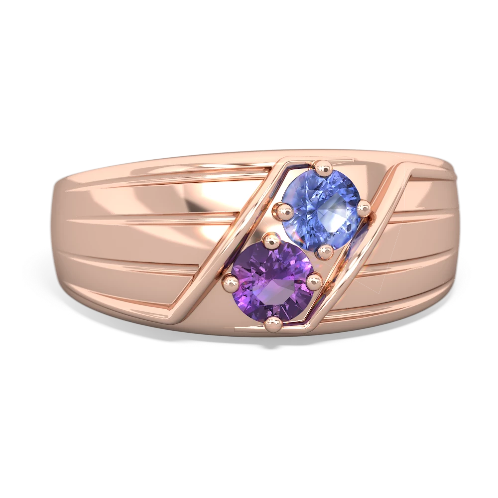 Tanzanite Men's Streamline 14K Rose Gold ring R0460